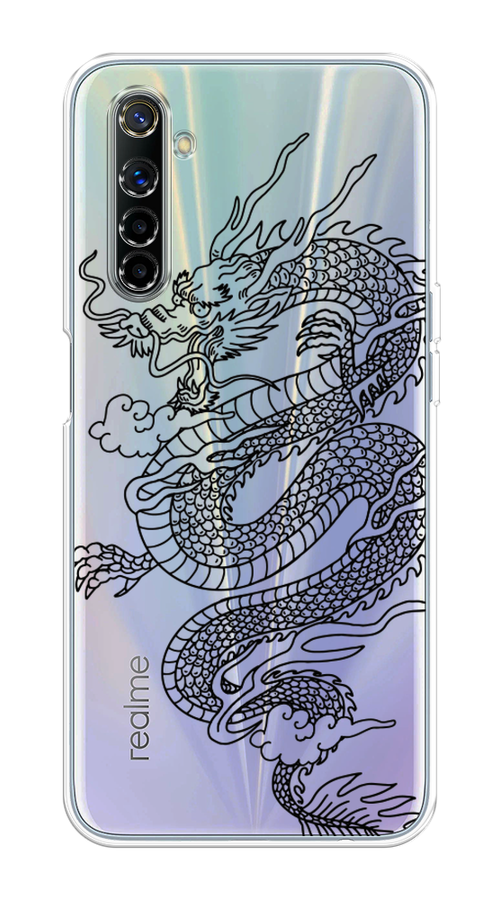 

Чехол на Realme 6 "Большой китайский дракон", Черный;серый, 252750-1