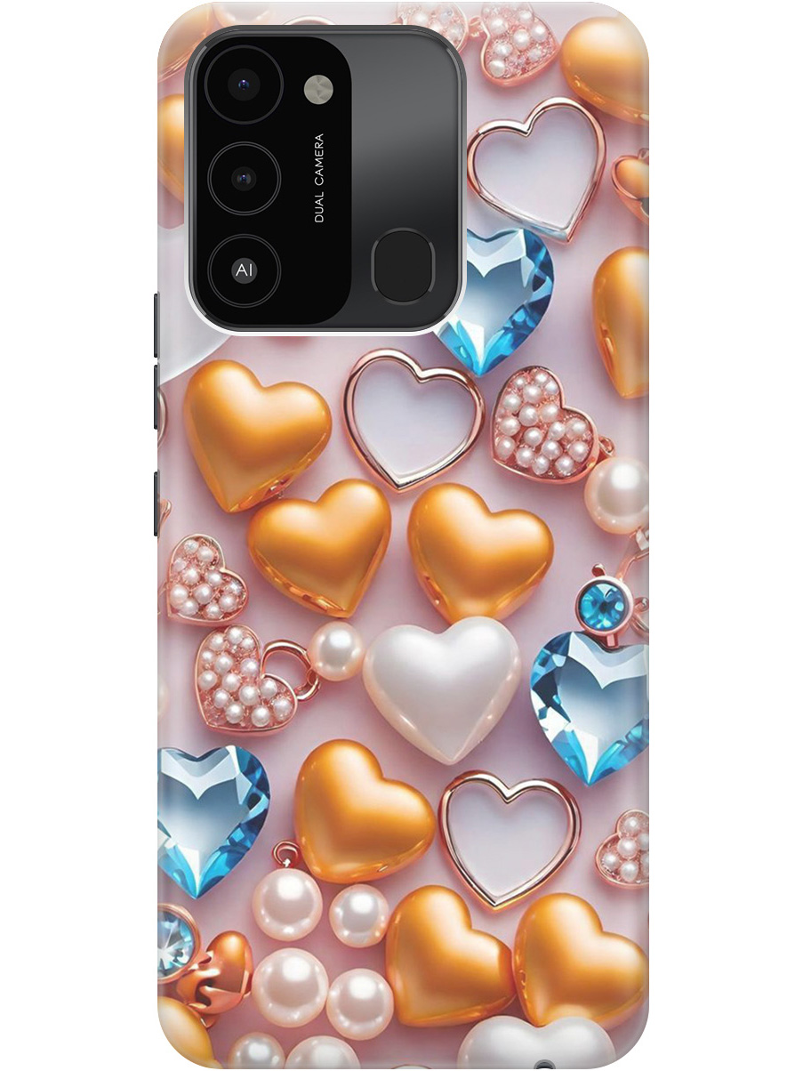

Силиконовый чехол на Tecno Spark 8C / Go 2022 с принтом "Украшения и сердечки", Прозрачный;белый;золотистый;голубой, 778678091