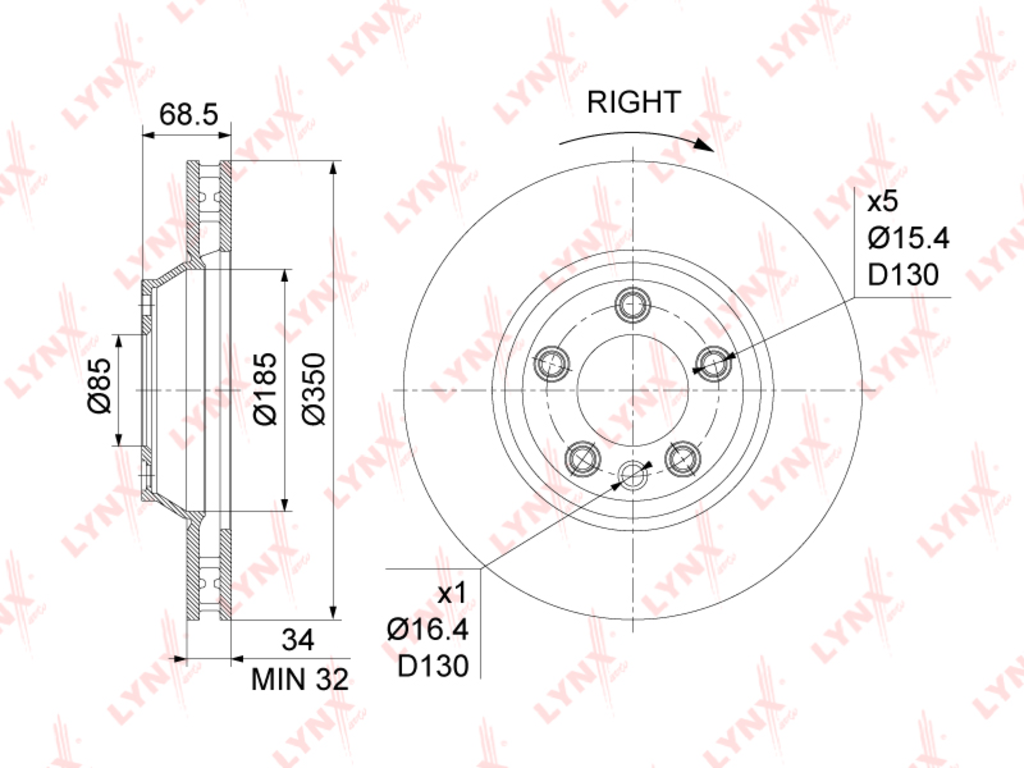 

Диск Тормозной Vw Touareg (02-) Audi Q7 (06-) Porsche Cayenne (02-) Передний Правый Lynx B