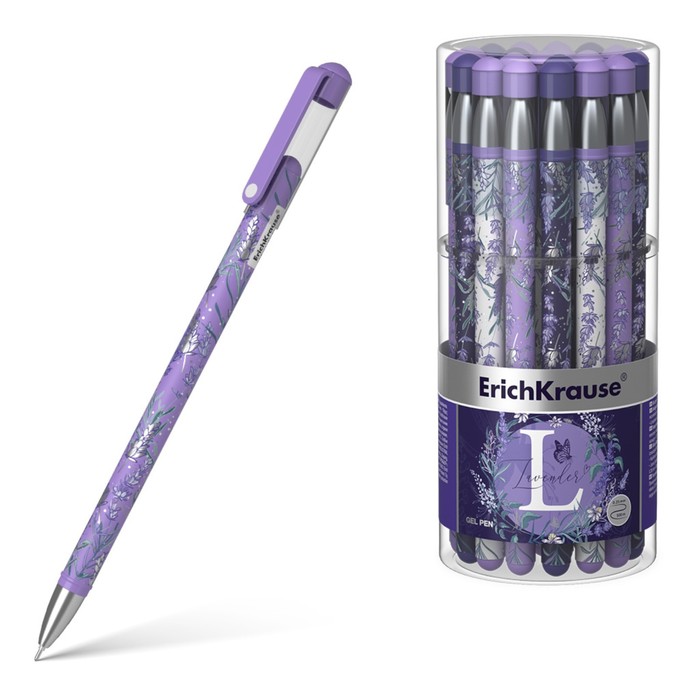 

Ручка гелевая ErichKrause Lavender Stick, узел 0.38 мм, чернила чёрные, длина линии письма