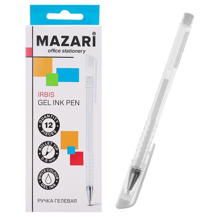 

Ручка гелевая IRBIS, швейцарский пишущий узел 0.8 мм, чернила белые производства США, стер