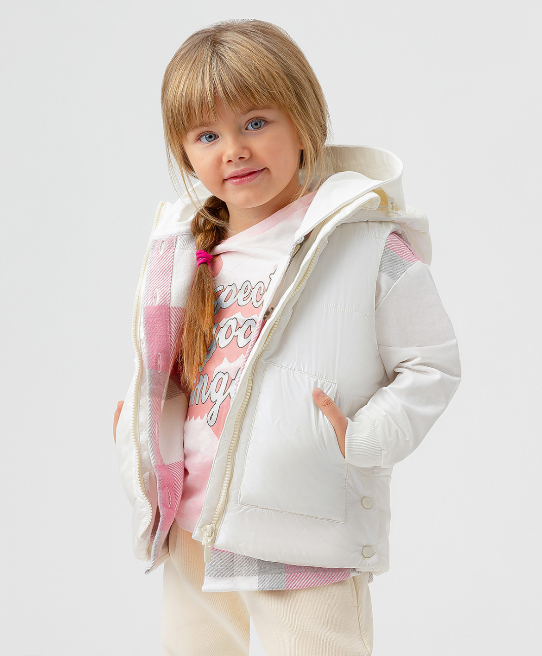 

Жилет детский Button Blue 123BBGMC47020200, цвет перламутровый, размер 122, 123BBGMC47020200