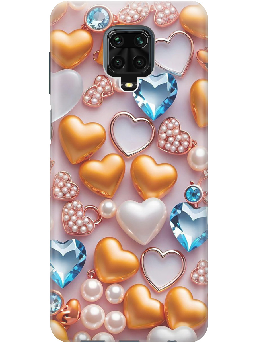 

Силиконовый чехол на Xiaomi Redmi Note 9s / Note 9 Pro с принтом "Украшения и сердечки", Прозрачный;белый;золотистый;голубой, 722942191