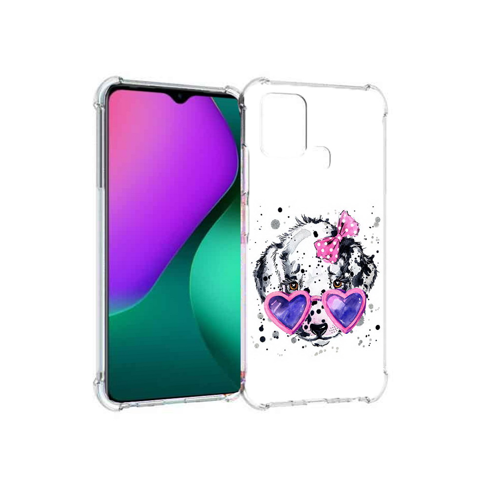 

Чехол MyPads Tocco для Infinix Hot 10 Play долматинец в очках, Прозрачный, Tocco