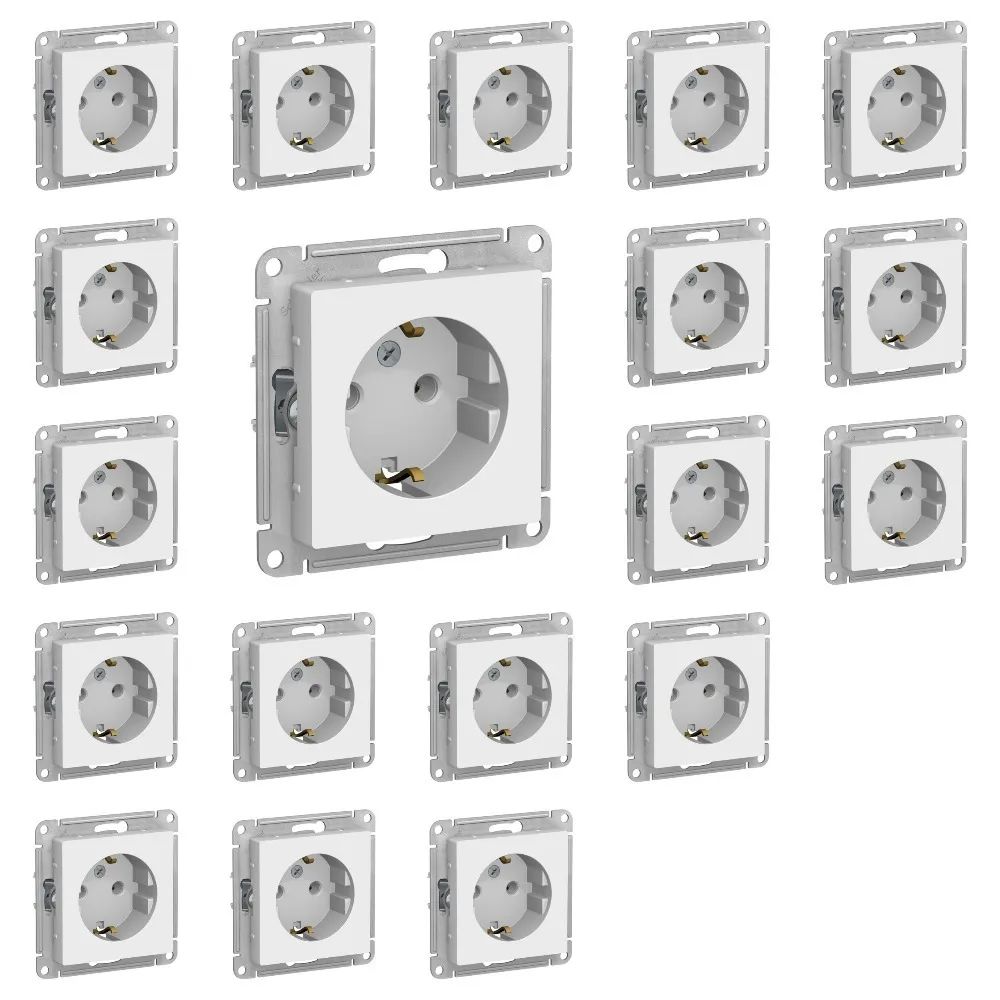 фото Розетка белая с заземлением (20 шт.) schneider electric atlasdesign механизм розетки systeme electric