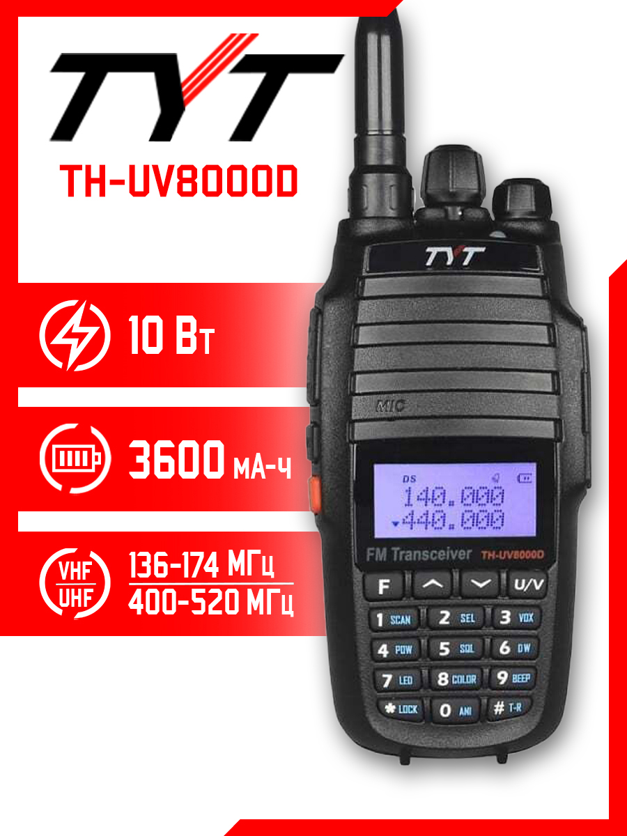 фото Портативная радиостанция tyt th-uv8000d черная