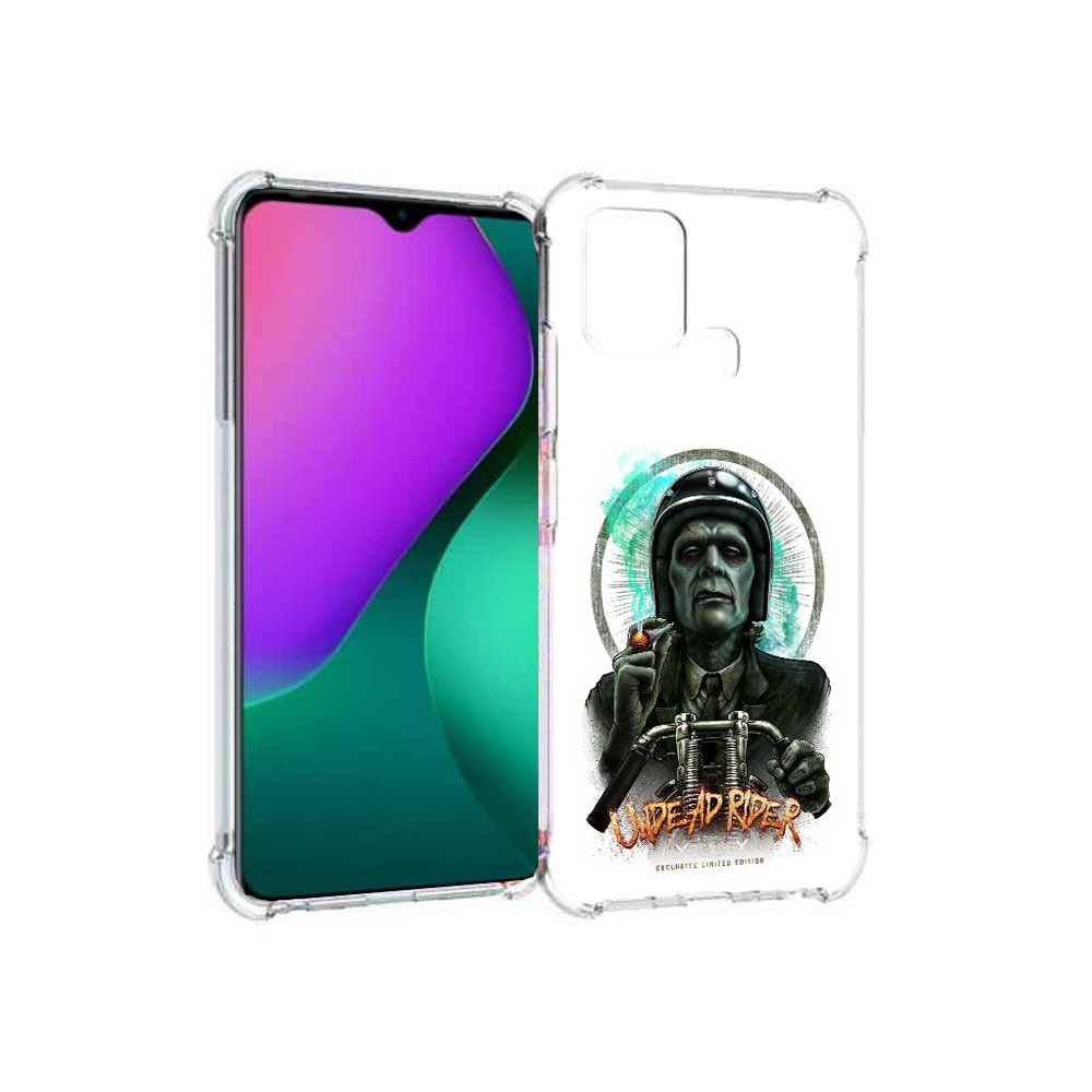 

Чехол MyPads Tocco для Infinix Hot 10 Play зеленый мужчина с сигаретой на мотоцикле, Прозрачный, Tocco