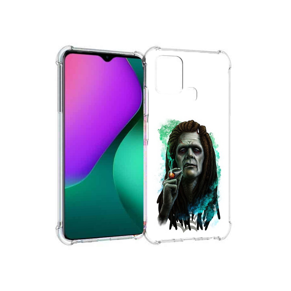 

Чехол MyPads Tocco для Infinix Hot 10 Play зеленый мужчина с сигаретой, Прозрачный, Tocco