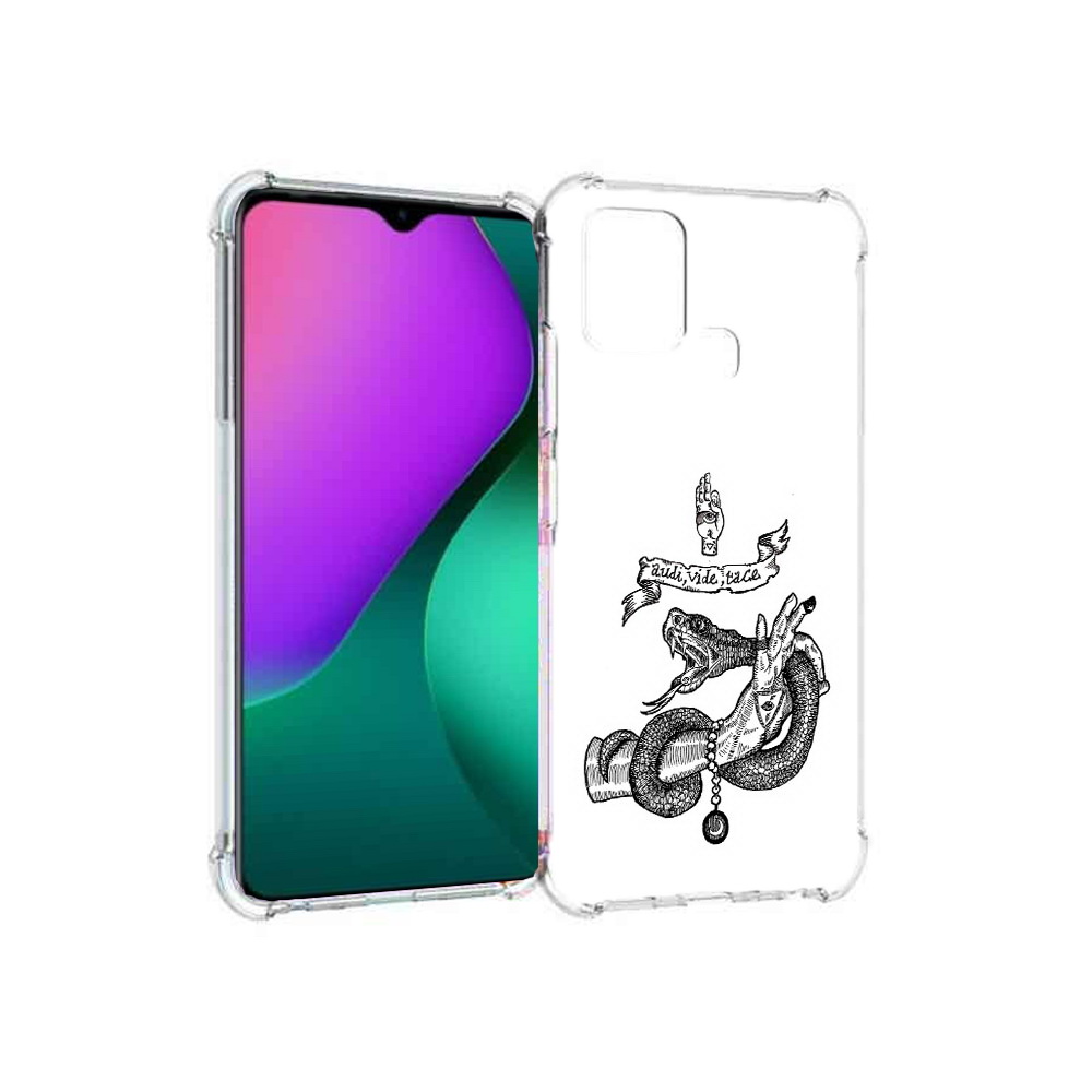 

Чехол MyPads Tocco для Infinix Hot 10 Play змея на руке рисунок, Прозрачный, Tocco