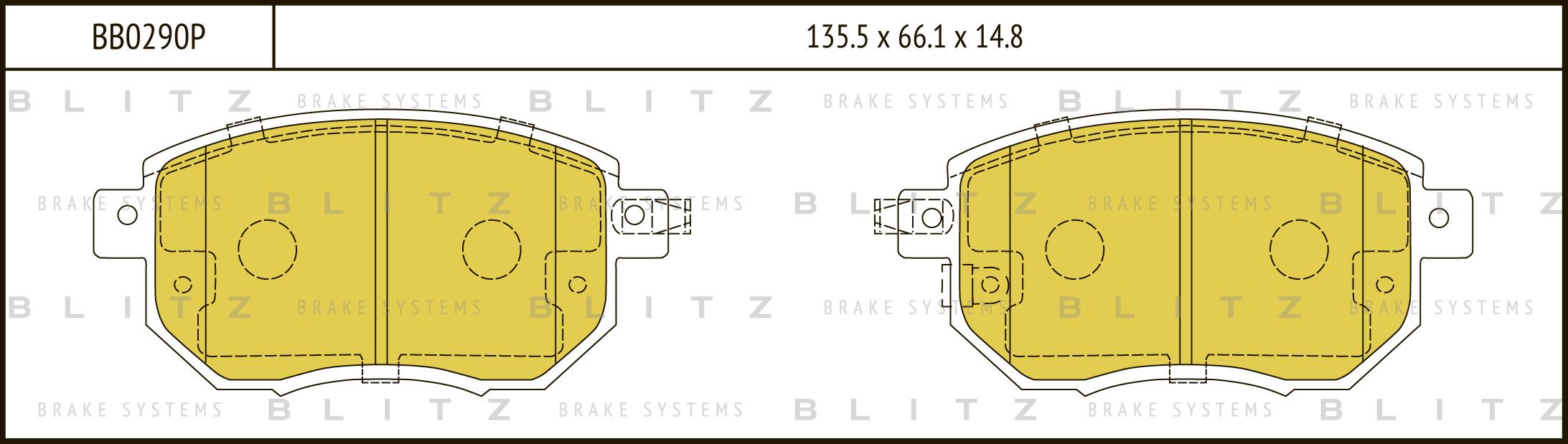 

Комплект тормозных колодок Blitz BB0290P