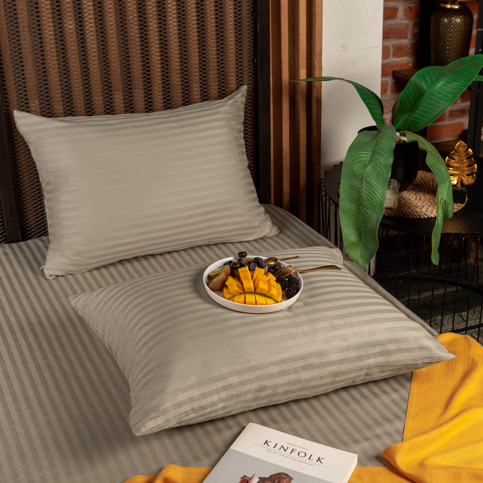 

Наволочки Soft Box Миндаль, 40х60 2 шт, страйп-сатин, SS-NAV