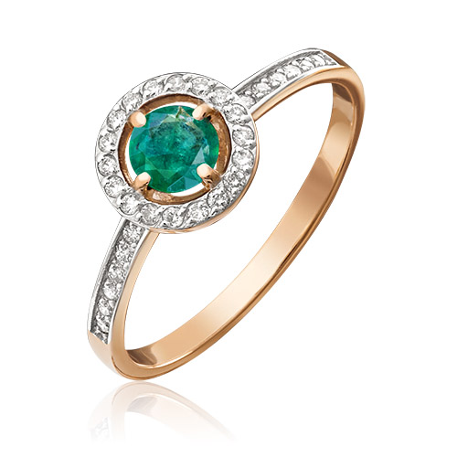 

Кольцо из золота р. 16,5 PLATINA jewelry 01-1277-00-106-1110-30, изумруд\бриллиант, 01-1277-00-106-1110-30
