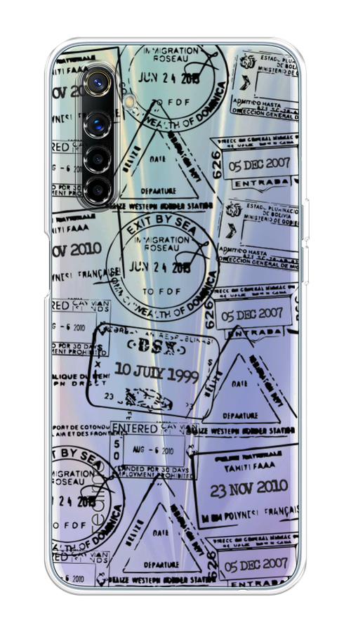 

Чехол на Realme 6 "Visa stamps 2", Белый;черный;серый, 252750-2