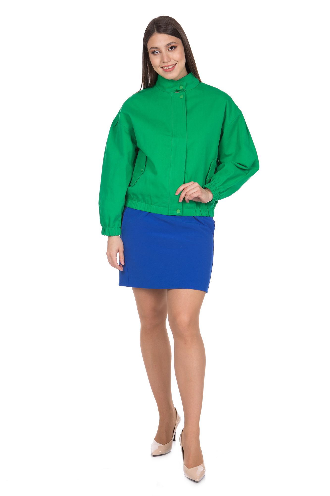 Джинсовая куртка женская МОСМЕХА 8021706 зеленая 50 RU