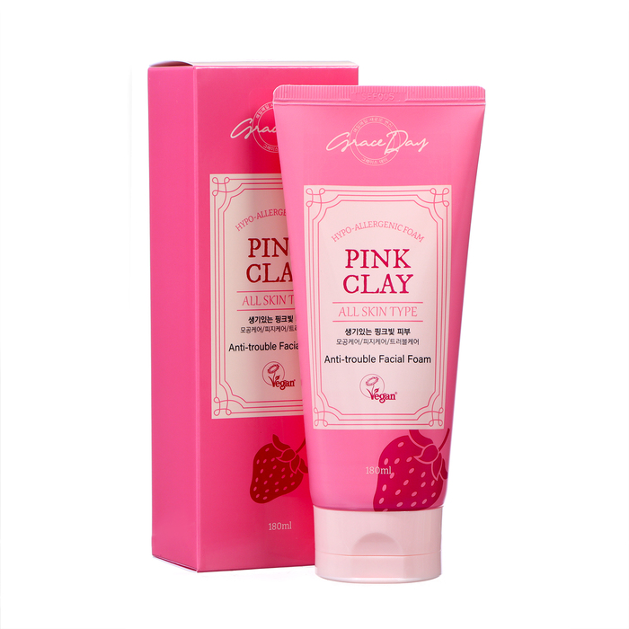 Пенка для лица Grace Day Pink Clay очищающая гипоаллергенная с розовой глиной 180 мл 514₽