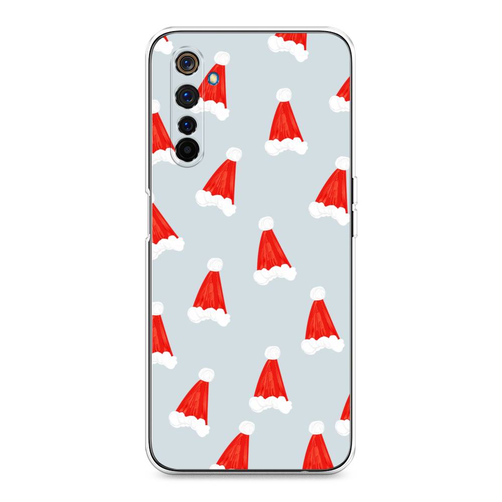 

Чехол на Realme 6 Pro "Новогодние шапочки", Белый;красный;серый, 252850-5