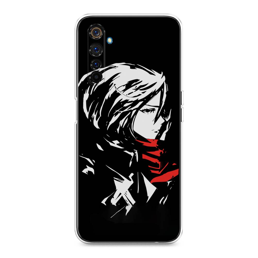 

Чехол на Realme 6 Pro "Микаса минимализм", Черный;серый;красный, 252850-4