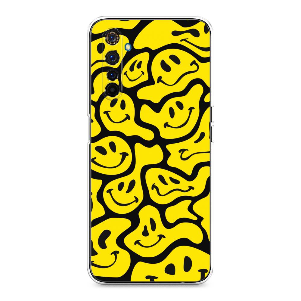 

Чехол на Realme 6 Pro "Расплывчатые смайлики желтые", Черный;желтый, 252850-6