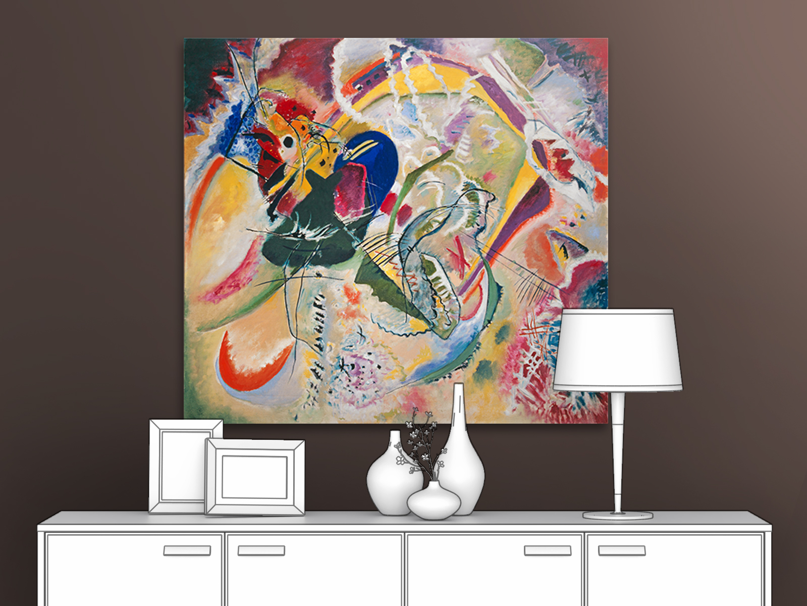 

Картина на холсте репродукция Василия Кандинского "Импровизация 35" 66х60 см, Импровизация 35