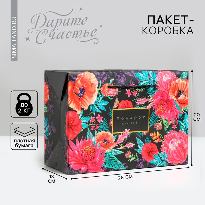 

Пакет—коробка Дарите Счастье От всей души 28 х 20 х13 см, Черный