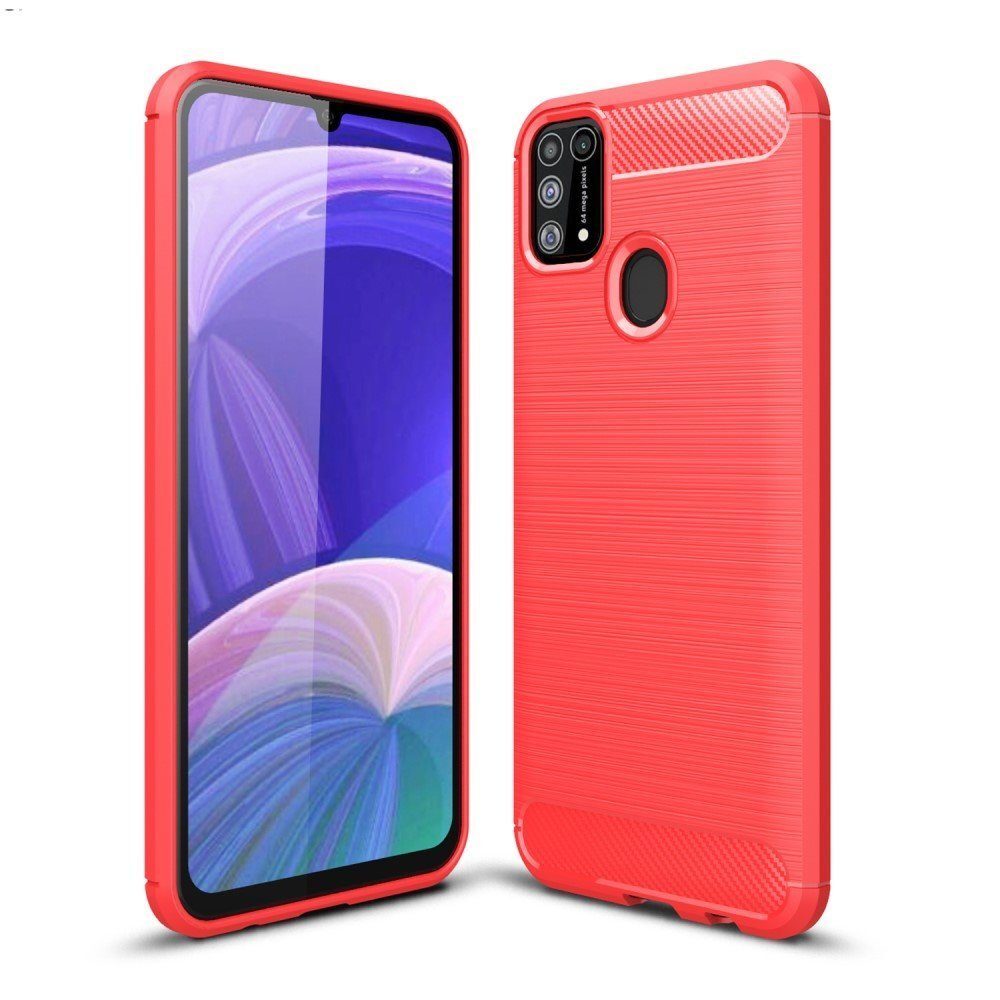 

Чехол силиконовый для Samsung Galaxy M31 Carbon series красный, Samsung Galaxy M31