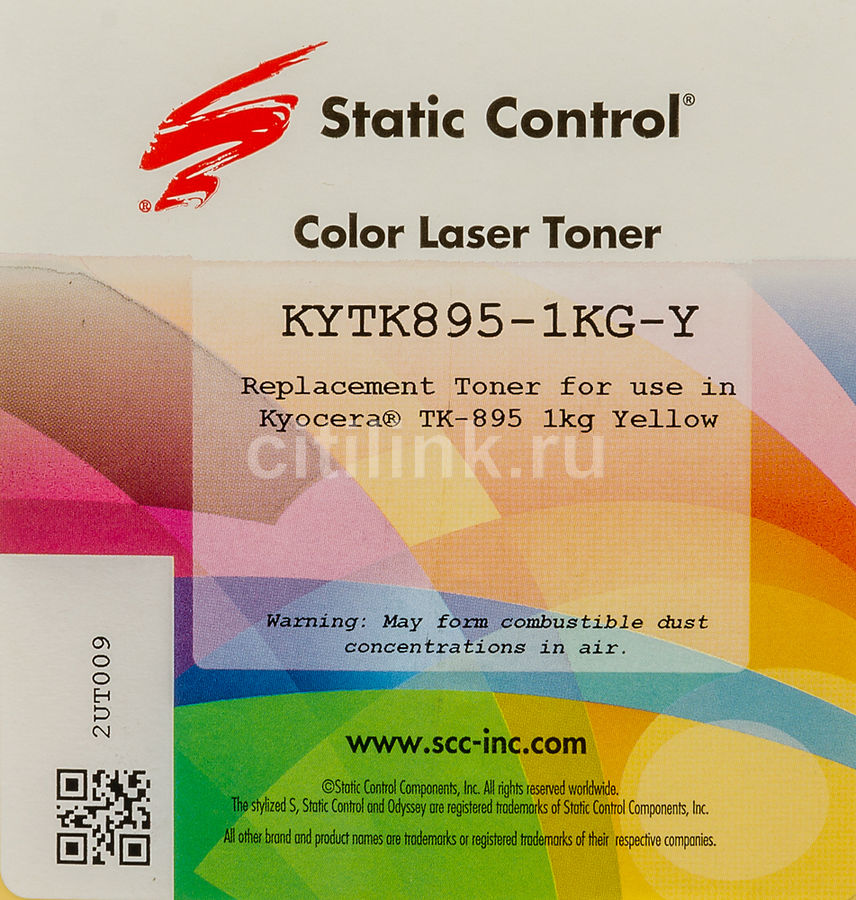 фото Тонер static control kytk895-1kg-y, для kyocera mita fs c8020/c8025/c8520, желтый, 1000гра