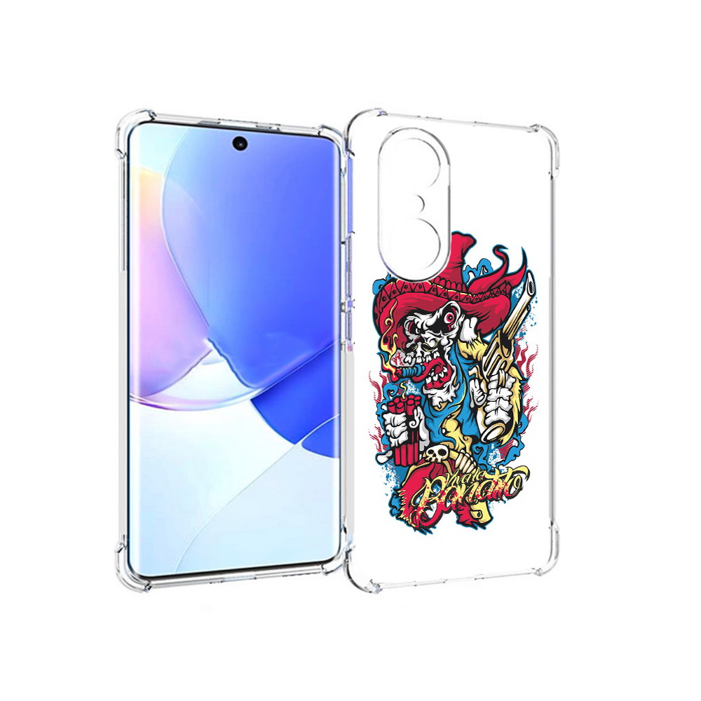 

Чехол MyPads Tocco для Honor 60 Pro нарисованный скелет с писталетом, Прозрачный, Tocco