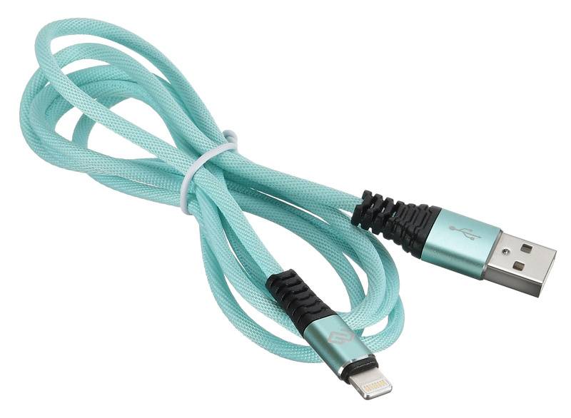 Кабель DIGMA Lightning - USB в оплетке, 2А, 1.2 м, голубой (light-1.2m-braided-gr)