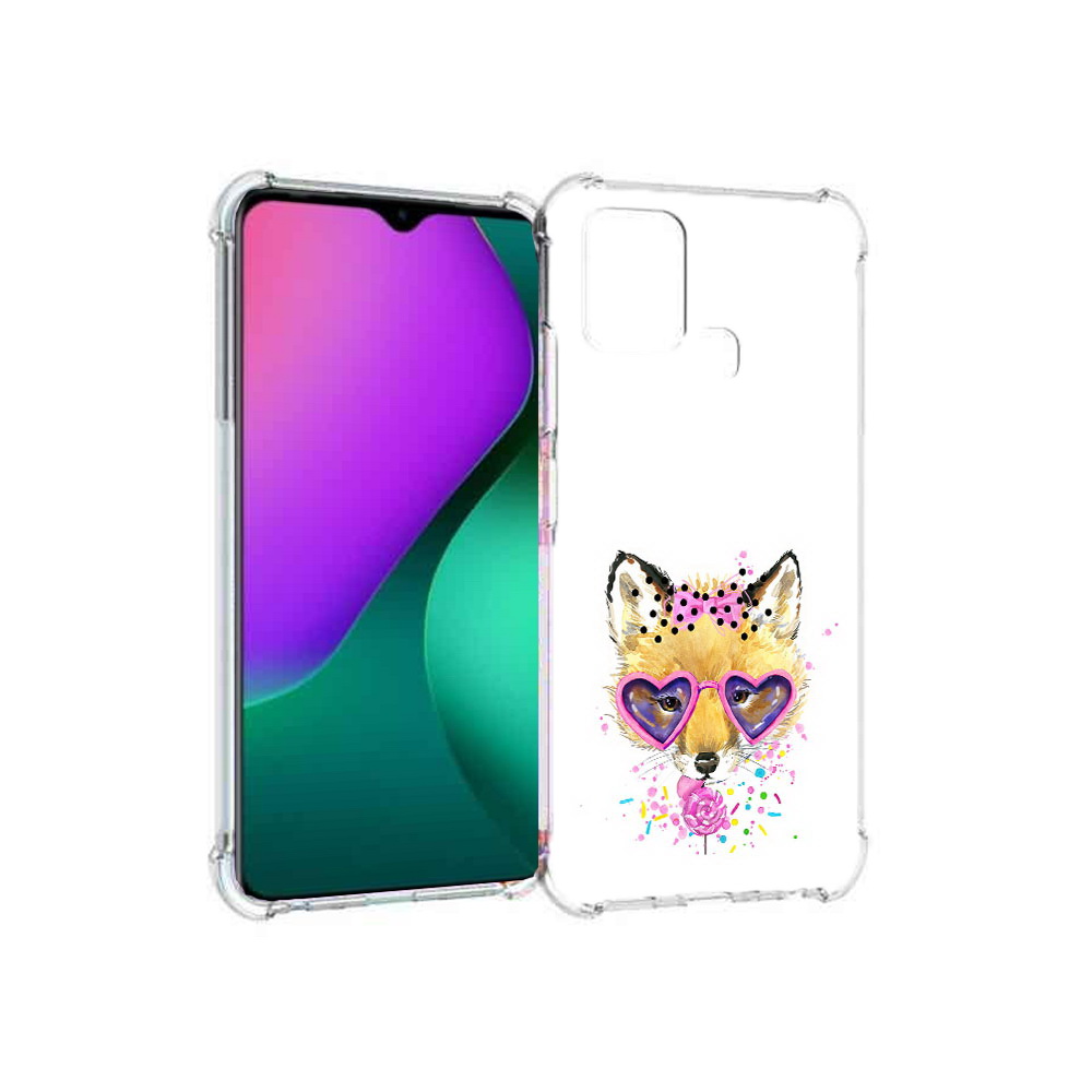 

Чехол MyPads Tocco для Infinix Hot 10 Play лисенок с бантиком, Прозрачный, Tocco