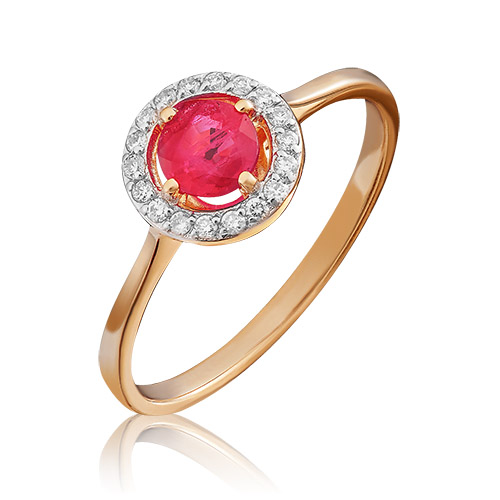 

Кольцо из золота р. 17,5 PLATINA jewelry 01-1281-00-107-1110-30, рубин\бриллиант, 01-1281-00-107-1110-30