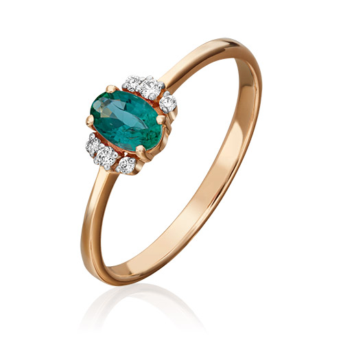 

Кольцо из красного золота р. 17 PLATINA jewelry 01-1285-00-106-1110-30, изумруд/бриллиант, 01-1285-00-106-1110-30