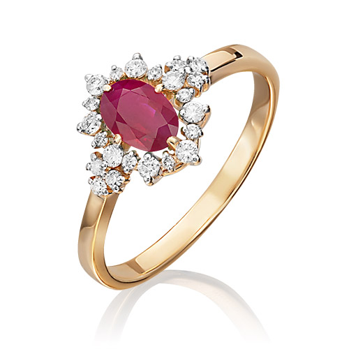 

Кольцо из золота р.  PLATINA jewelry 01-1287-00-107-1110-30, рубин\бриллиант, 01-1287-00-107-1110-30