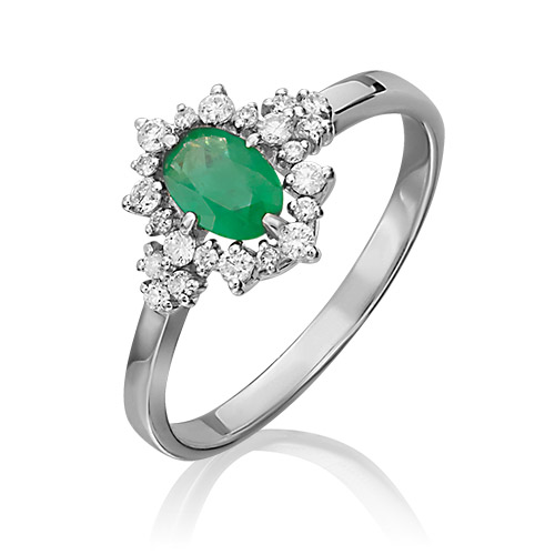 

Кольцо из золота р.  PLATINA jewelry 01-1288-00-106-1120-30, изумруд\бриллиант, 01-1288-00-106-1120-30