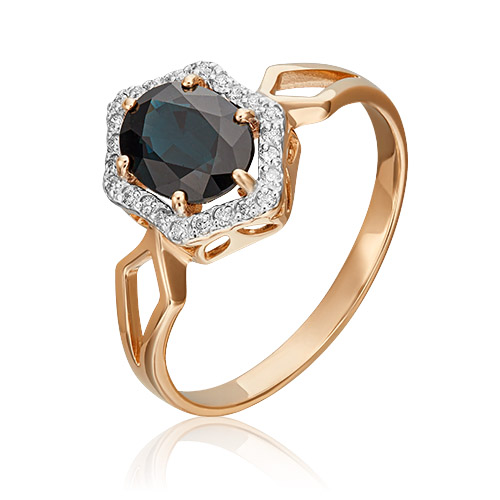 

Кольцо из золота р. 18,5 PLATINA jewelry 01-1289-00-105-1110-30, сапфир\бриллиант, 01-1289-00-105-1110-30