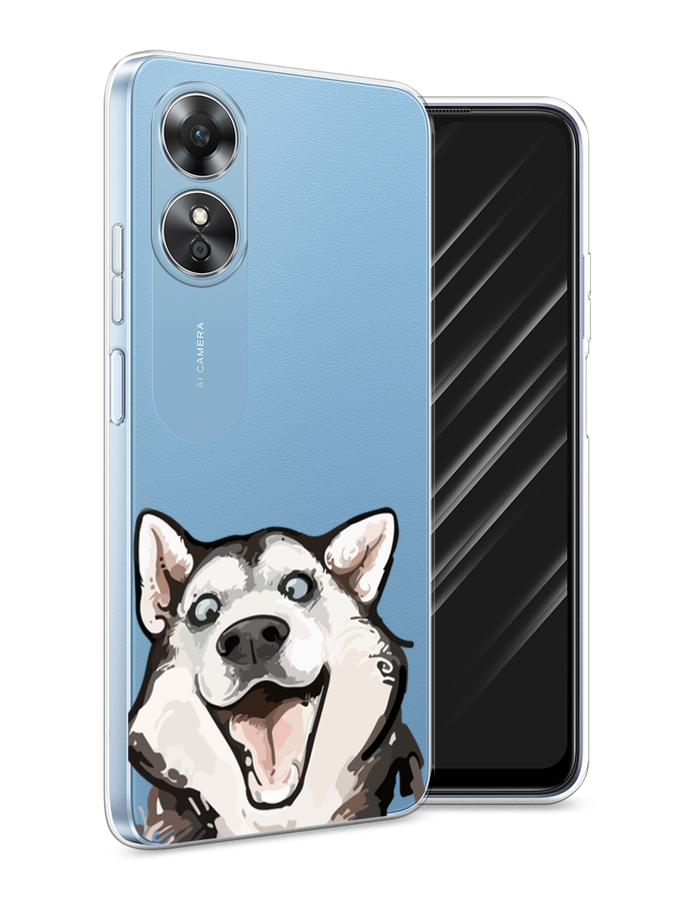 

Чехол Awog на Oppo A17 "Радостный хаски", Белый;голубой;черный, 2512050-1