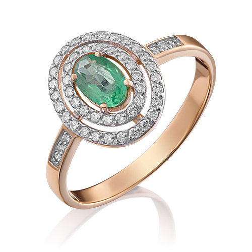 

Кольцо из золота р.  PLATINA jewelry 01-1309-00-106-1110-30, изумруд\бриллиант, 01-1309-00-106-1110-30