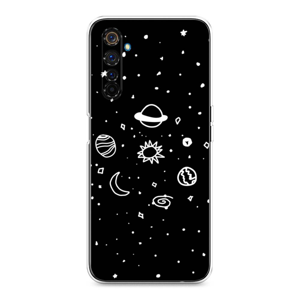 

Чехол на Realme 6 Pro "Дудл солнечной системы", Бежевый;серый, 252850-2