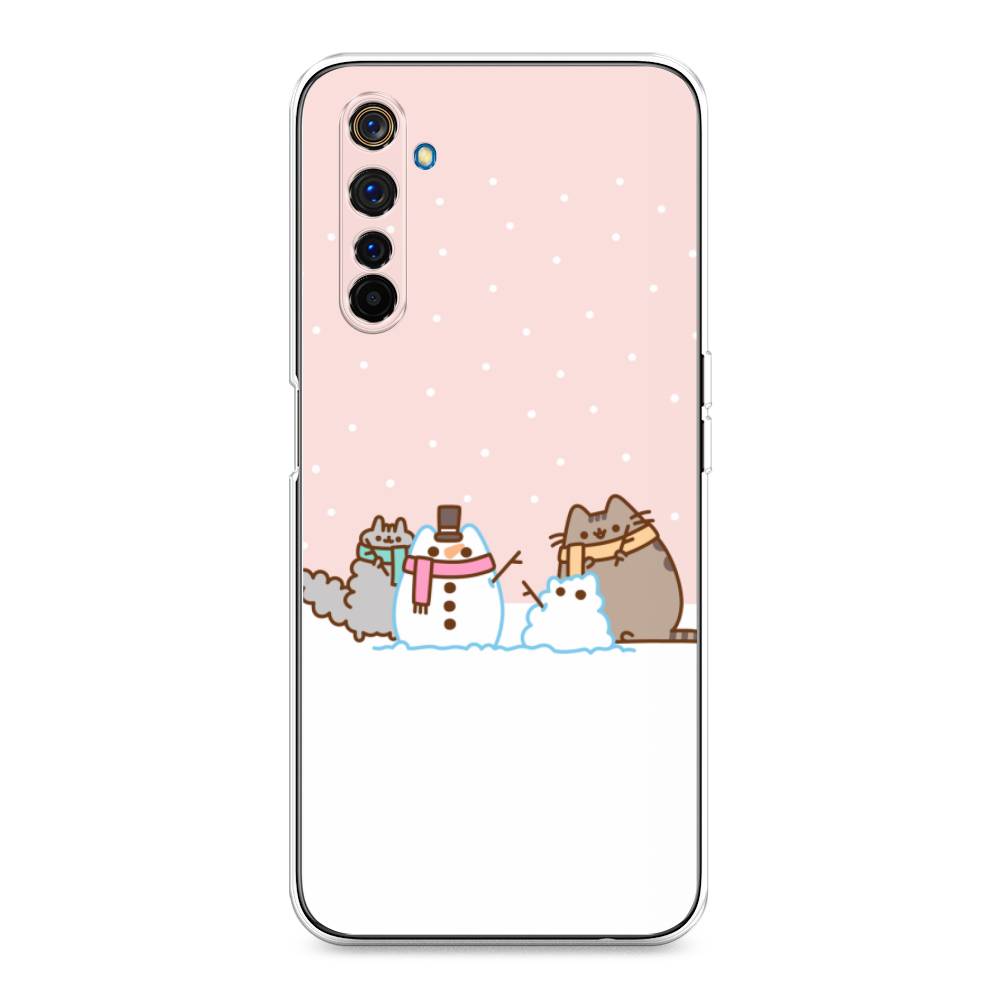 

Чехол на Realme 6 Pro "Котики в снегу", Розовый;белый;серый, 252850-5