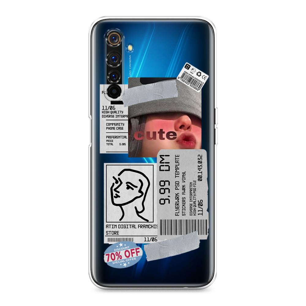 

Чехол на Realme 6 Pro "Cute girl collage", Розовый;серый;голубой, 252850-6