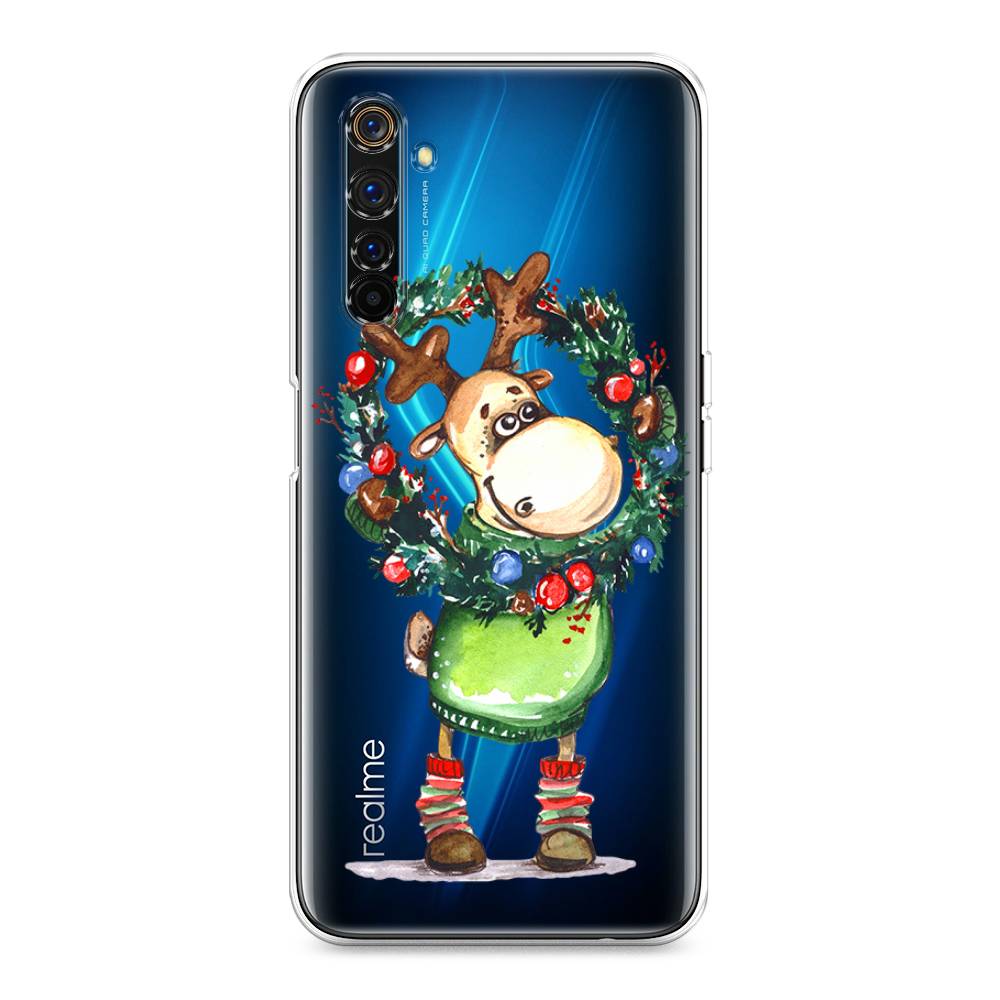 

Чехол на Realme 6 Pro "Олень с новогодним венком", 252850-4
