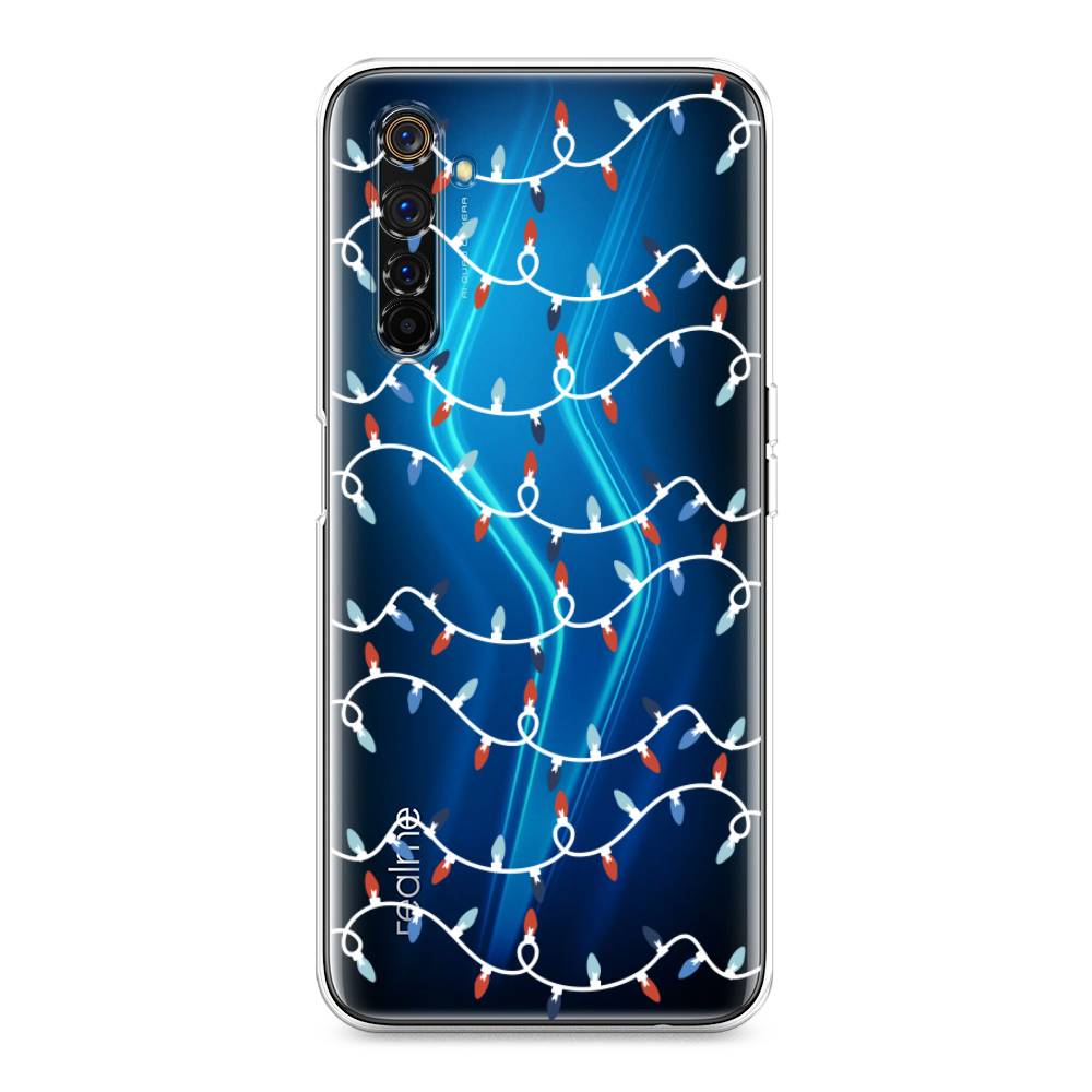 

Чехол на Realme 6 Pro "Разноцветная гирлянда", Белый;красный;синий, 252850-5