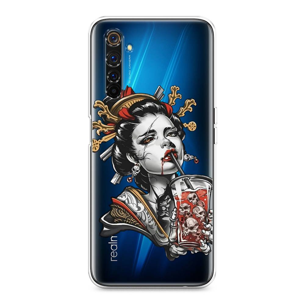

Чехол на Realme 6 Pro "Опасная гейша", Красный;черный;серый, 252850-4
