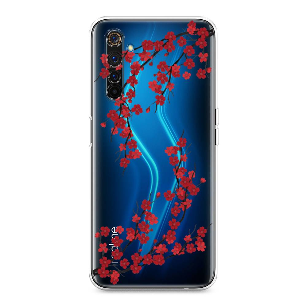 

Чехол на Realme 6 Pro "Красная сакура", Красный;черный, 252850-2