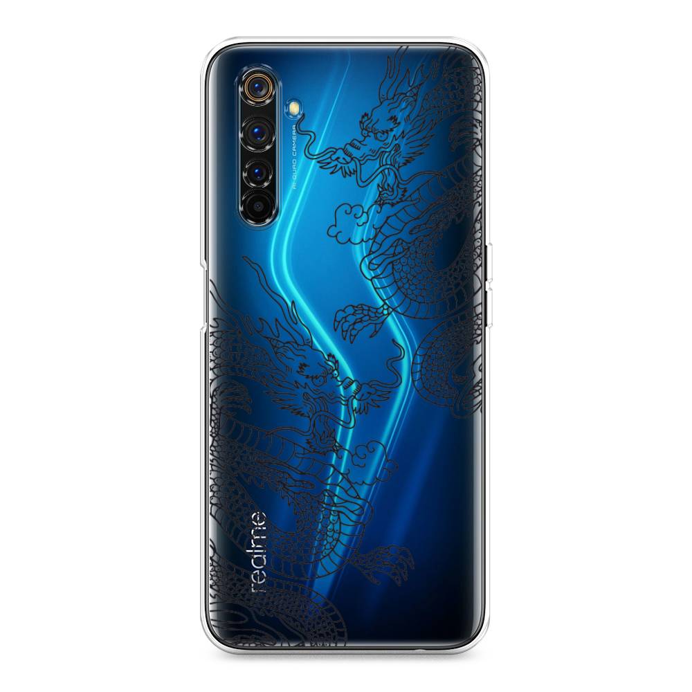 

Чехол на Realme 6 Pro "Два китайских дракона", Серый;черный, 252850-1