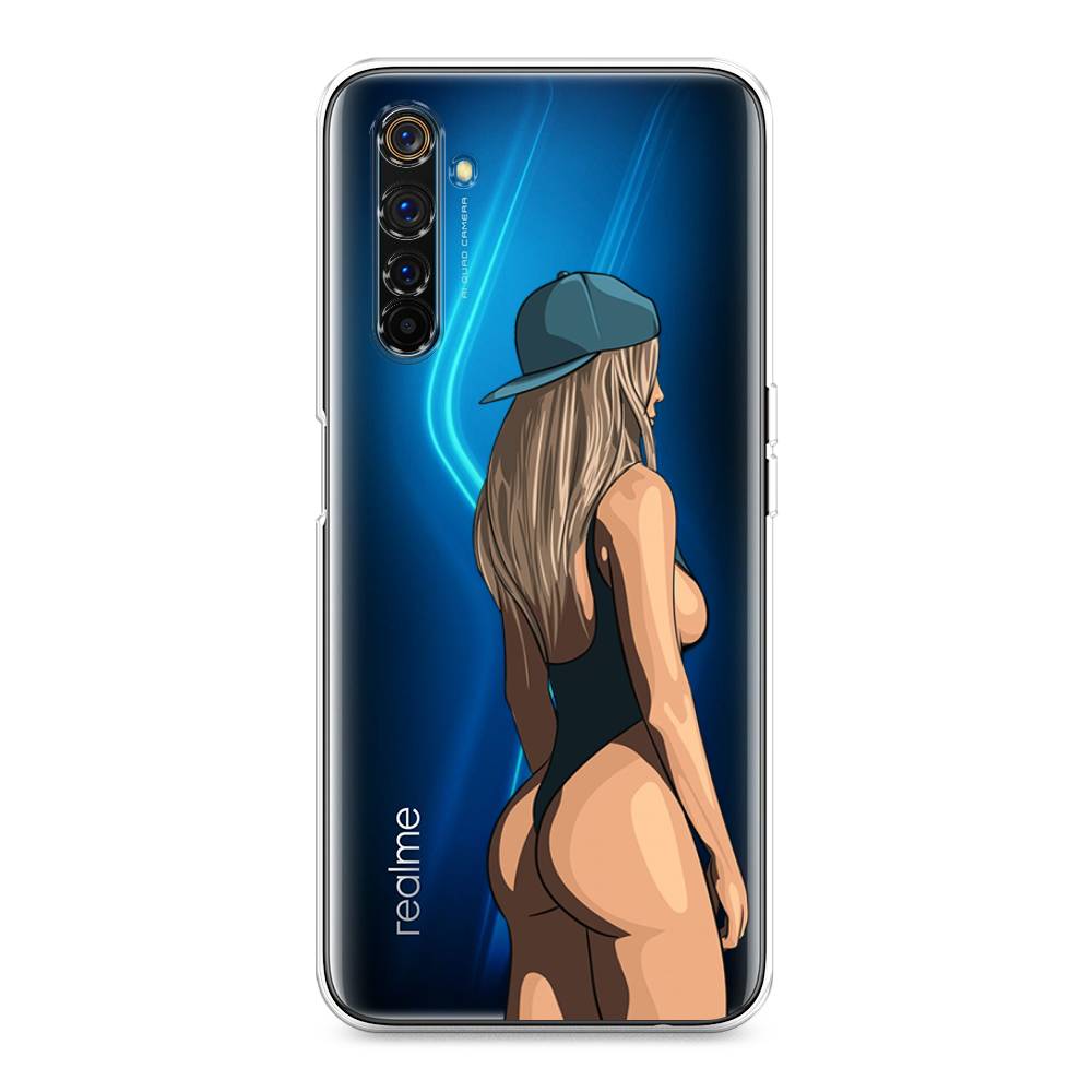 

Чехол на Realme 6 Pro "Девушка в черном купальнике", Зеленый;бежевый;черный, 252850-6