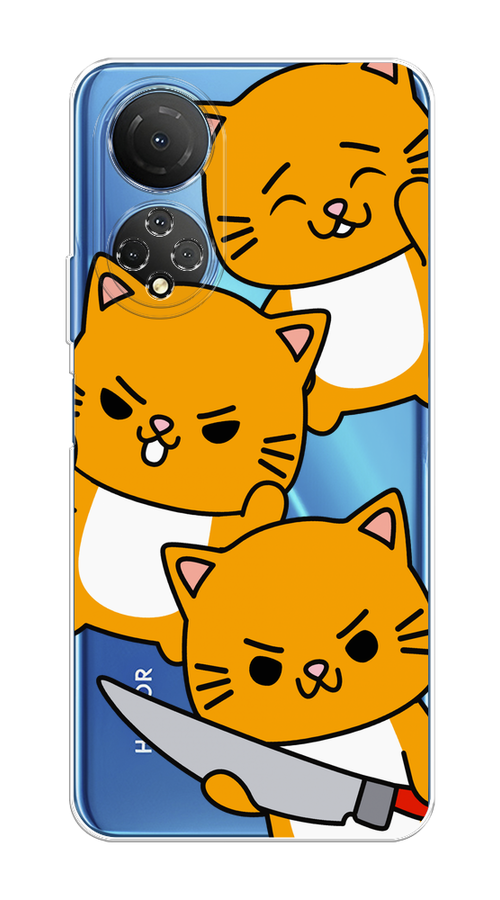 

Чехол на Honor X7 2022 "Опасные котики", Оранжевый;серый;белый, 6108850-1