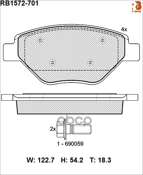 фото Дисковые тормозные колодки r brake 410609192r / 7701207673 r brake арт. rb1572701