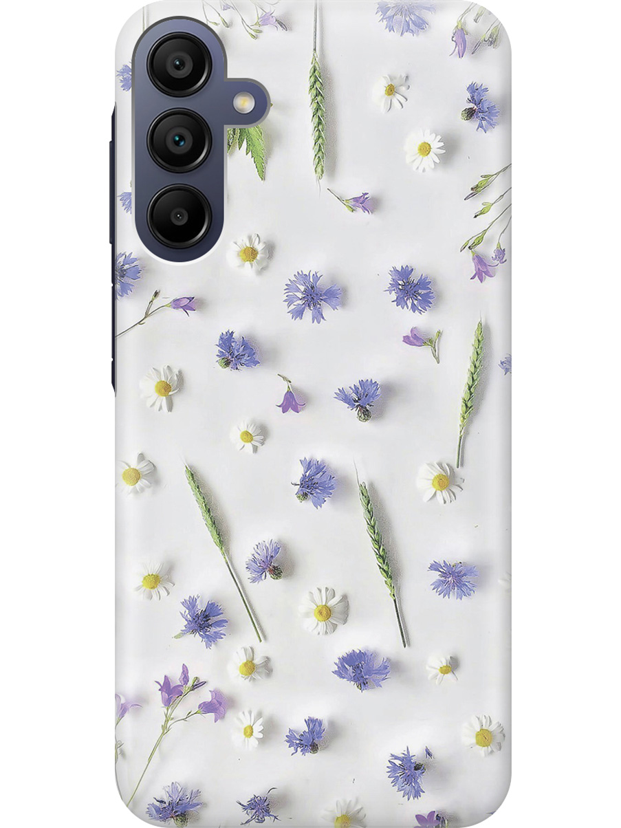 

Силиконовый чехол на Samsung Galaxy A15 с рисунком "Ромашки и колоски", Белый;зеленый;фиолетовый, 20012138