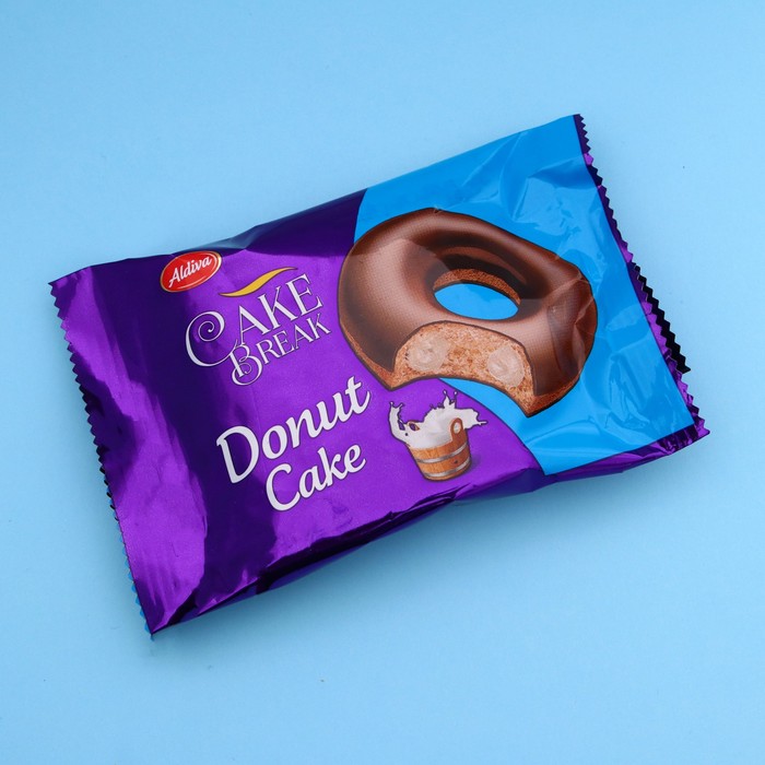 Пончик CAKE BREAK DONUT с молочным кремом, покрытый шоколадом, 50 г