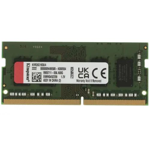 

Оперативная память KINGSTON (KVR26S19S6/4), DDR4 1x4Gb, 2666MHz